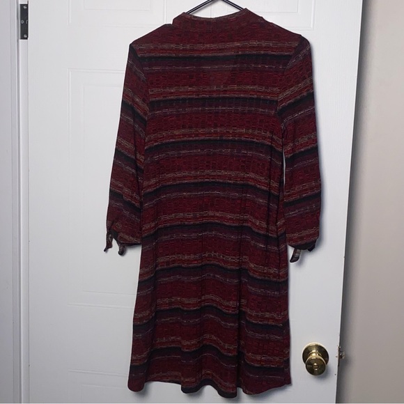 AGB Red and Black Striped Long Sleeve Dress - Picture 7 of 7